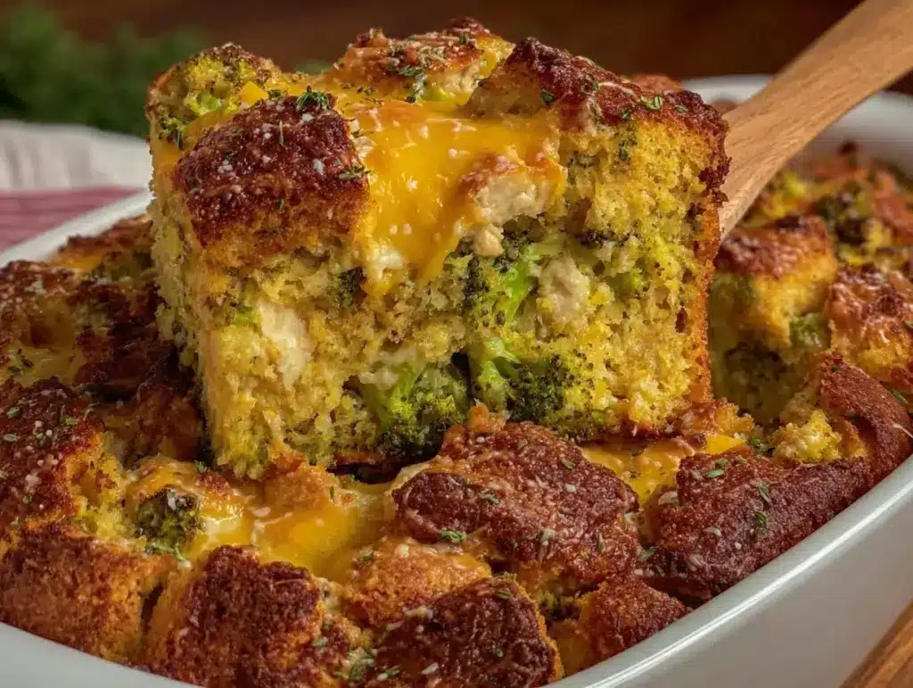 Creamy Chicken and Broccoli Stuffing Casserole - featured image