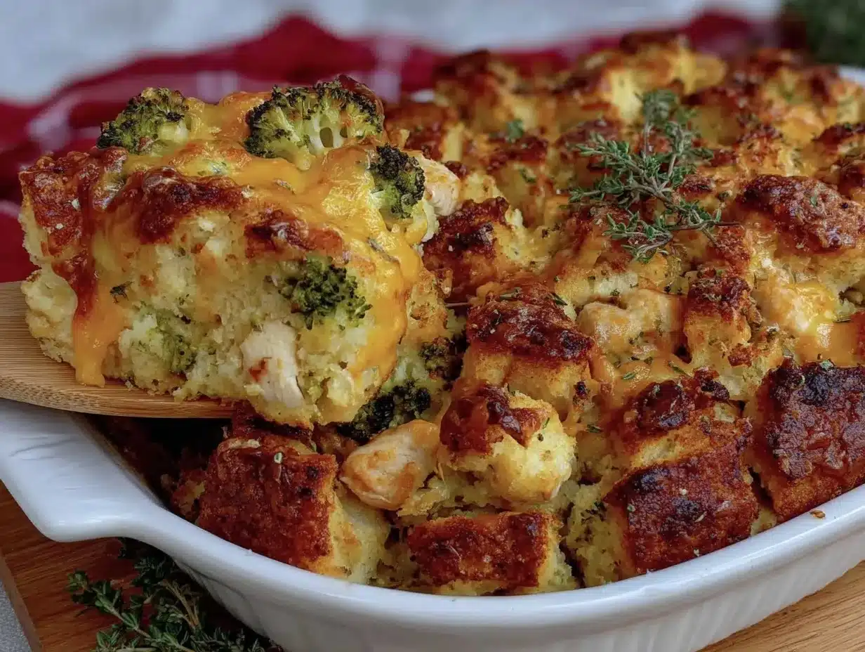 Creamy Chicken and Broccoli Stuffing Casserole preparation steps