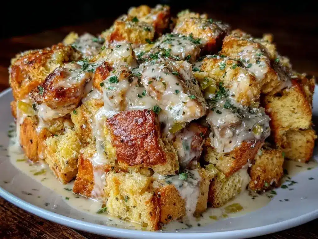 creamy chicken and stuffing casserole - featured image