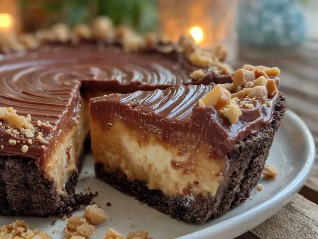 creamy chocolate peanut butter pie - featured image
