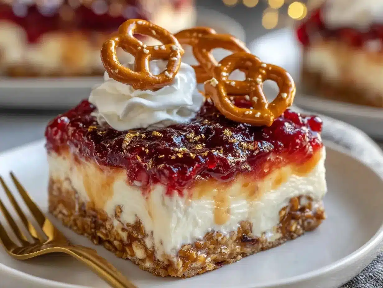 creamy cranberry pretzel salad preparation steps