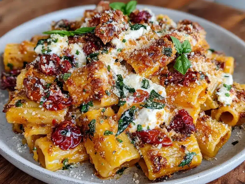 creamy roasted tomato ricotta pasta - featured image