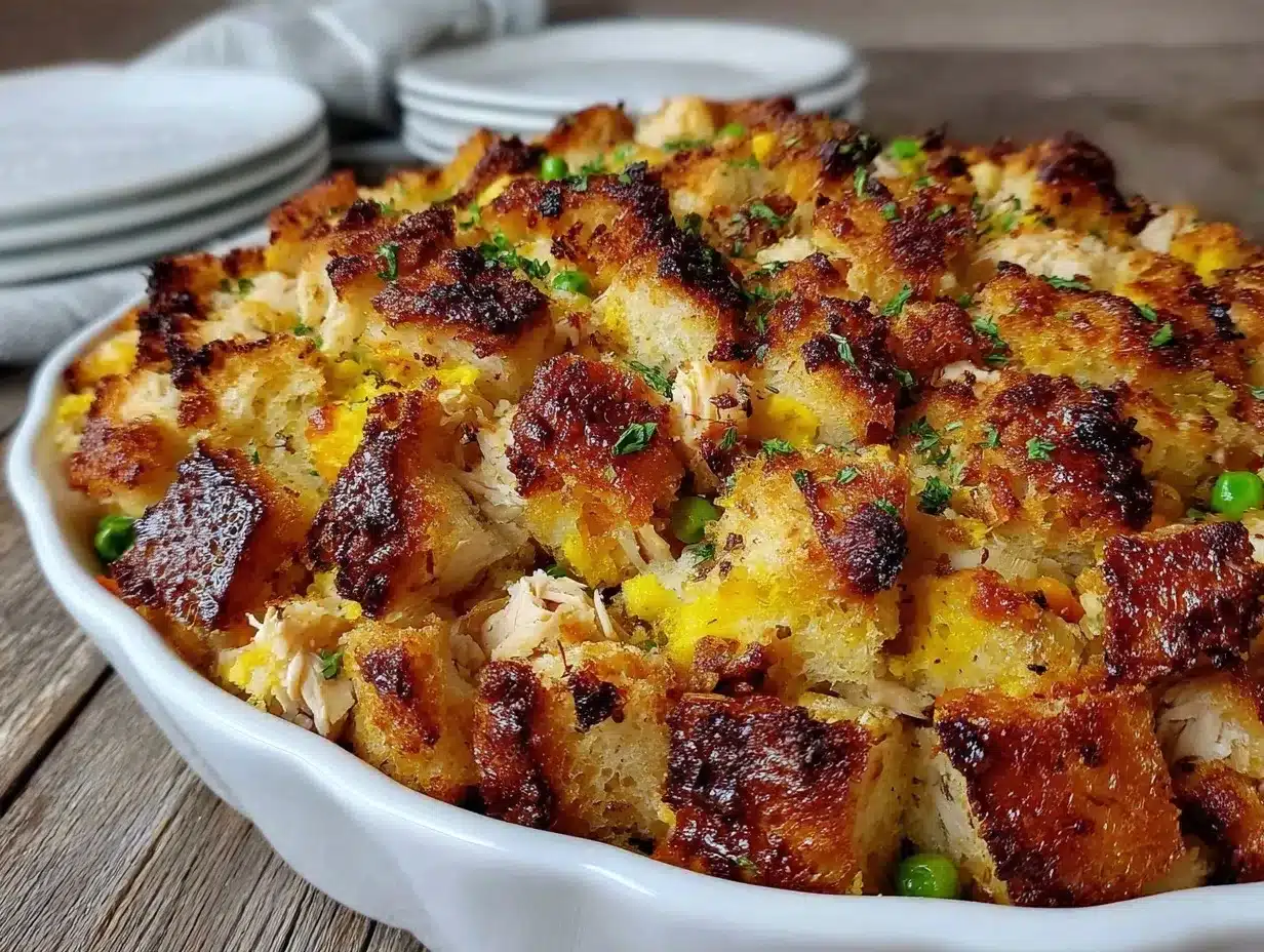 creamy rotisserie chicken stuffing casserole preparation steps