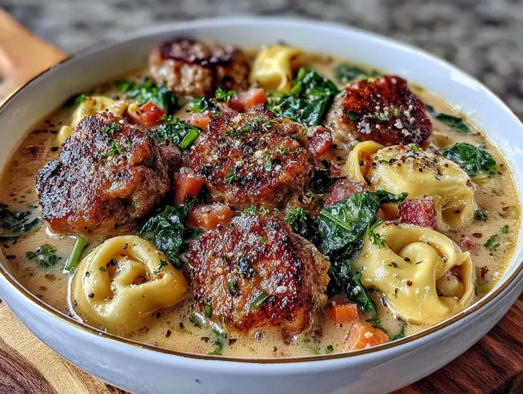 creamy sausage tortellini soup - featured image