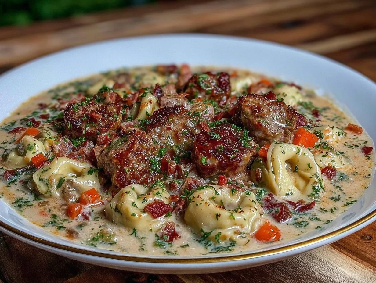 creamy sausage tortellini soup preparation steps