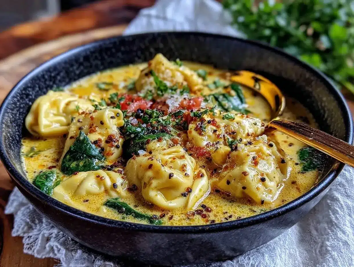 Creamy Tuscan Garlic Tortellini Soup preparation steps