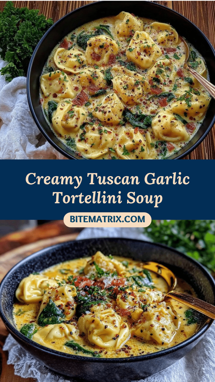 Creamy Tuscan Garlic Tortellini Soup recipe