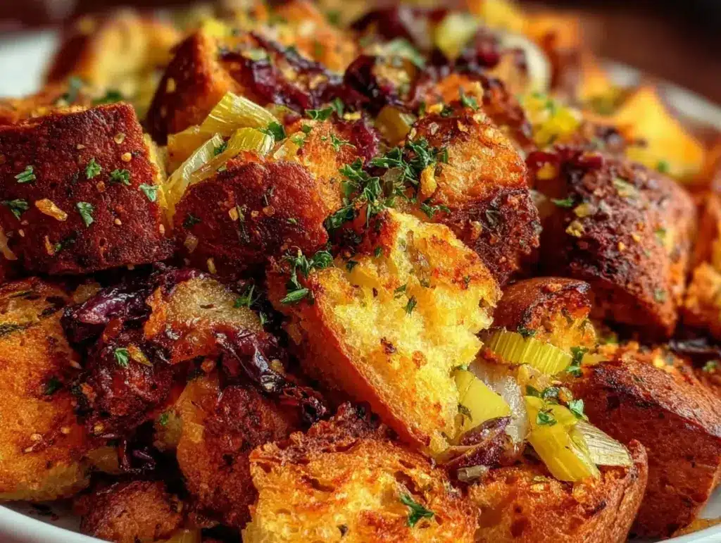 crispy holiday stuffing - featured image