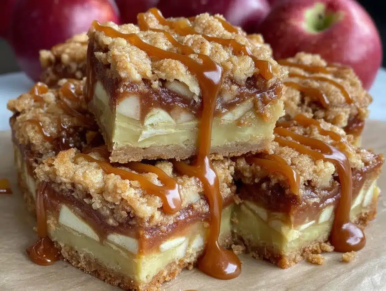 Crispy Salted Caramel Apple Pie Bars preparation steps