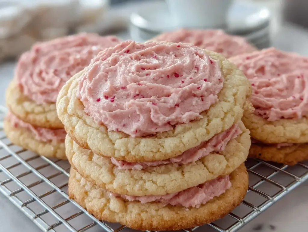 fluffy pink sugar cookies - featured image