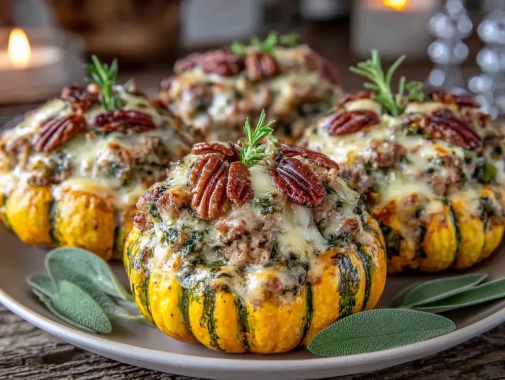 ground turkey stuffed pumpkins - featured image