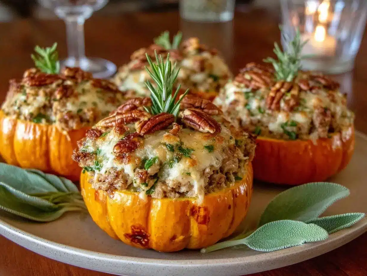 ground turkey stuffed pumpkins preparation steps