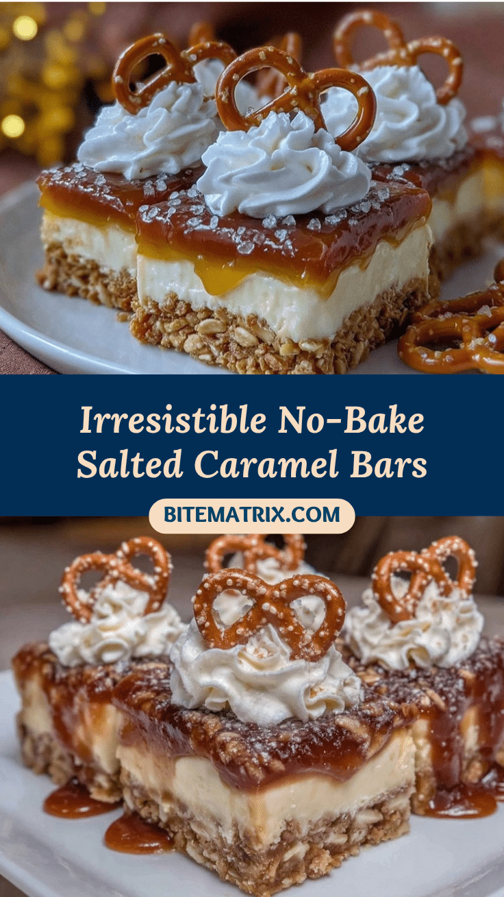 no-bake salted caramel pretzel bars recipe