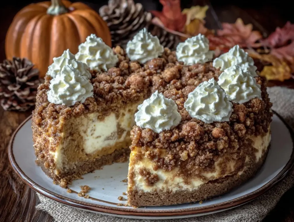 pumpkin streusel cheesecake - featured image