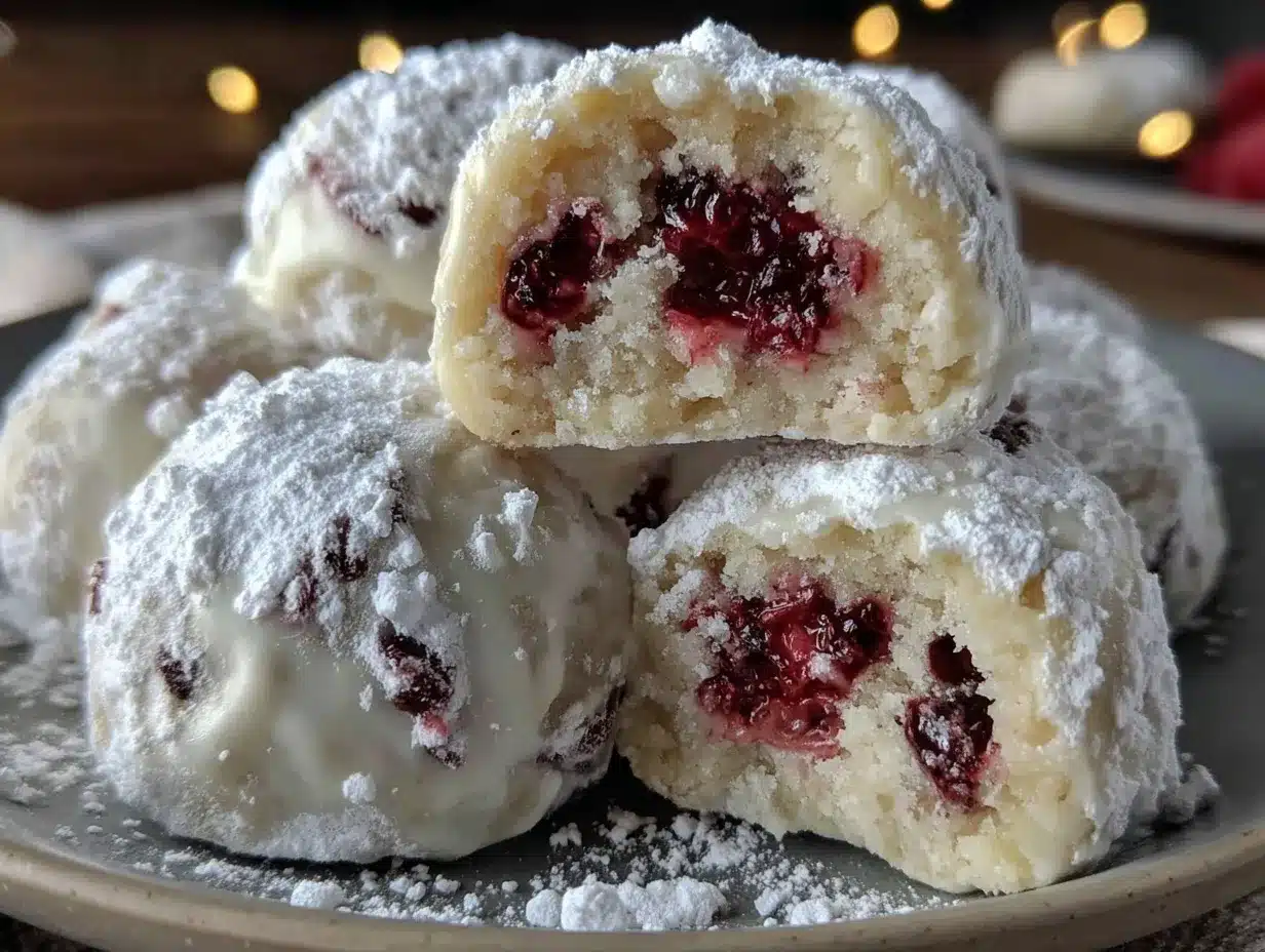 Raspberry Almond Snowball Cookies preparation steps