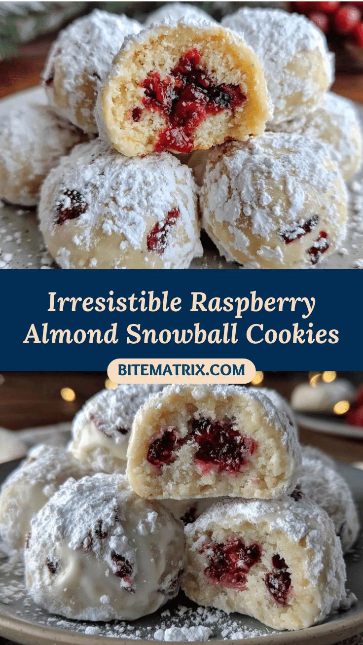 Raspberry Almond Snowball Cookies recipe