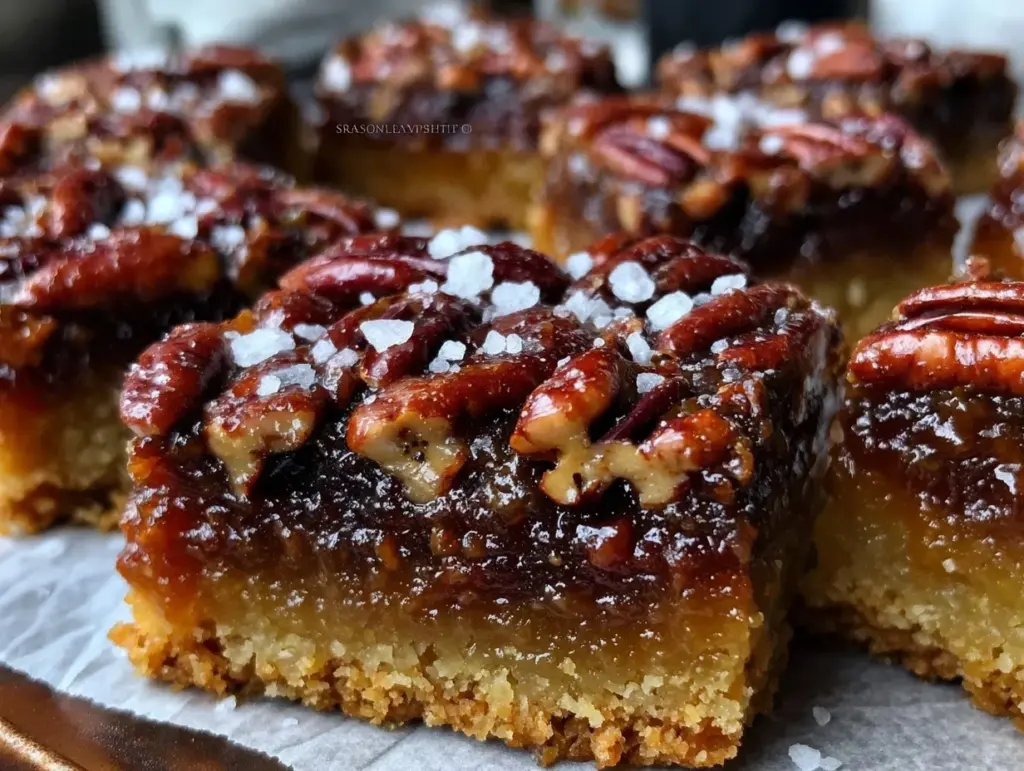 salted maple pecan pie bars - featured image