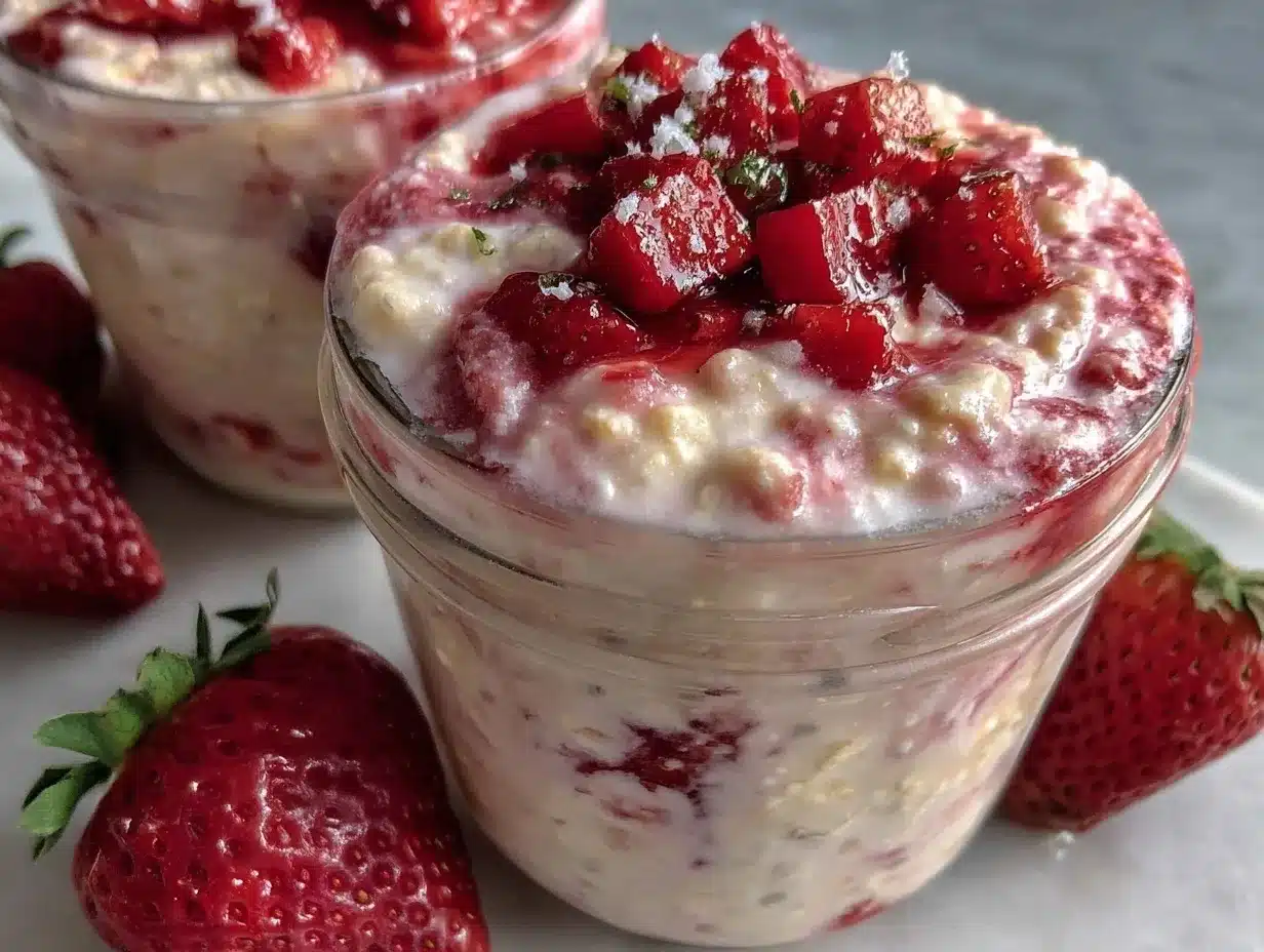 strawberries and cream overnight oats preparation steps