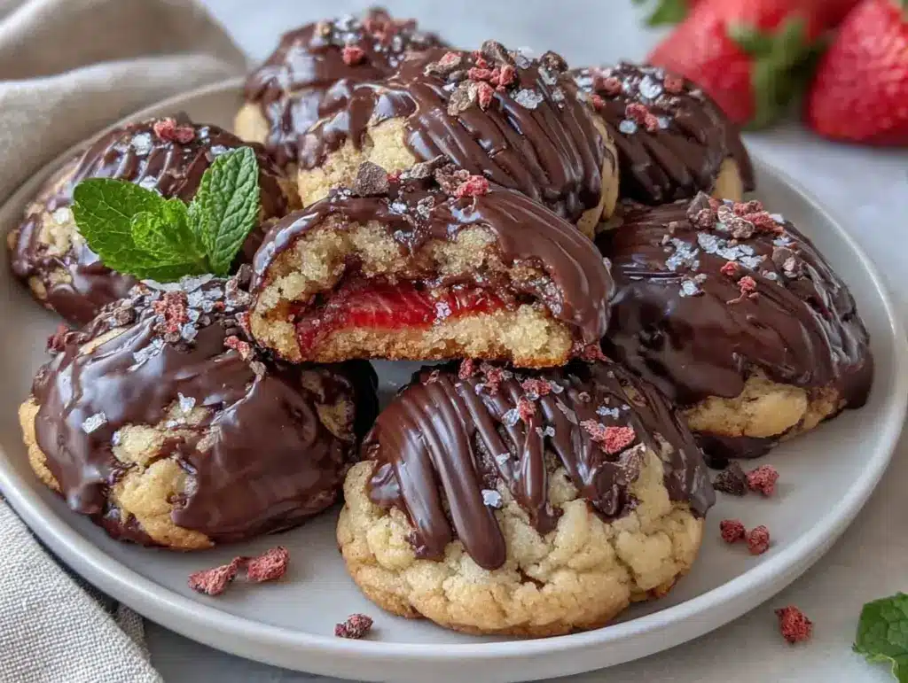 chocolate covered strawberry cookies - featured image