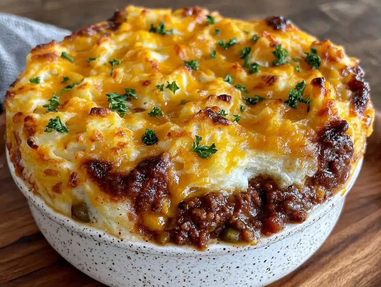 comforting cottage pie with cheddar crust preparation steps