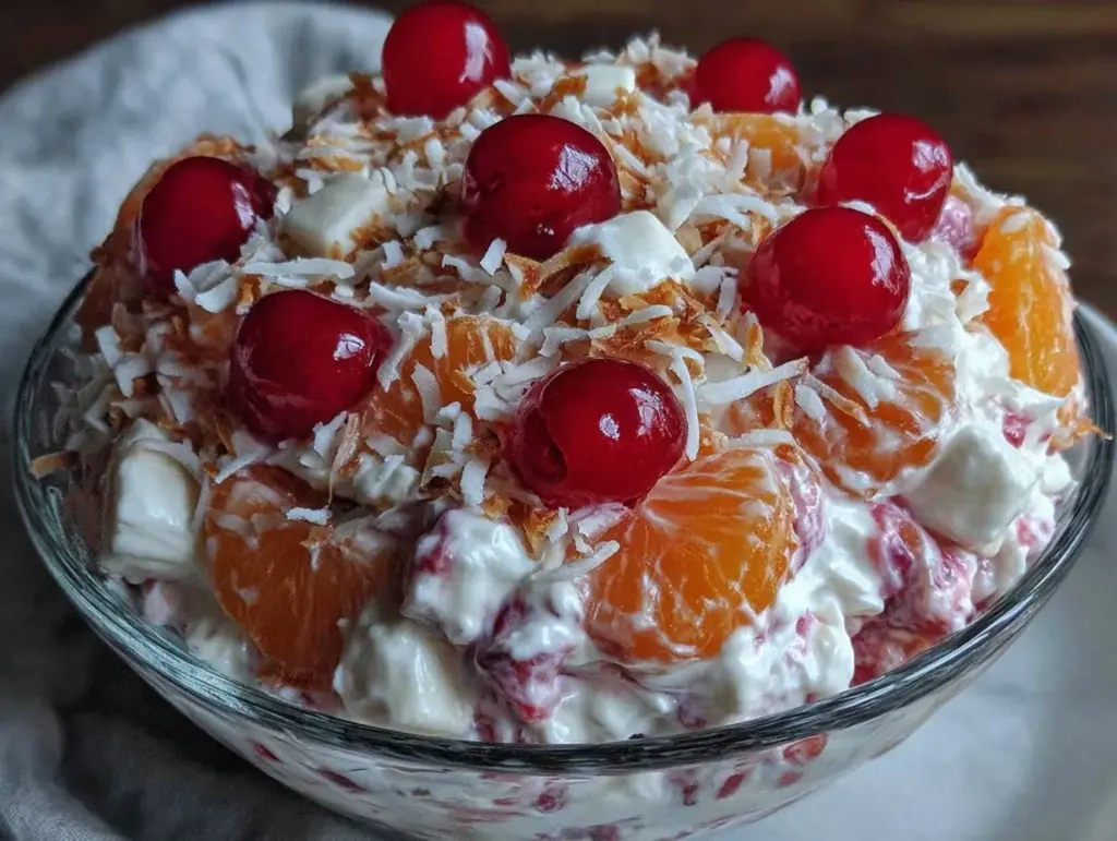 creamy ambrosia salad - featured image