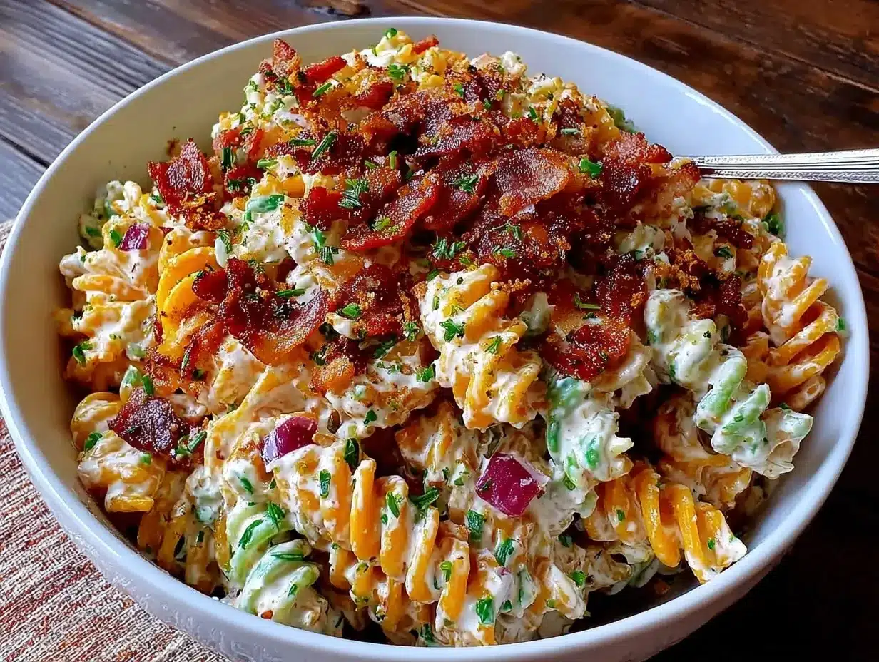 creamy bacon ranch pasta salad preparation steps