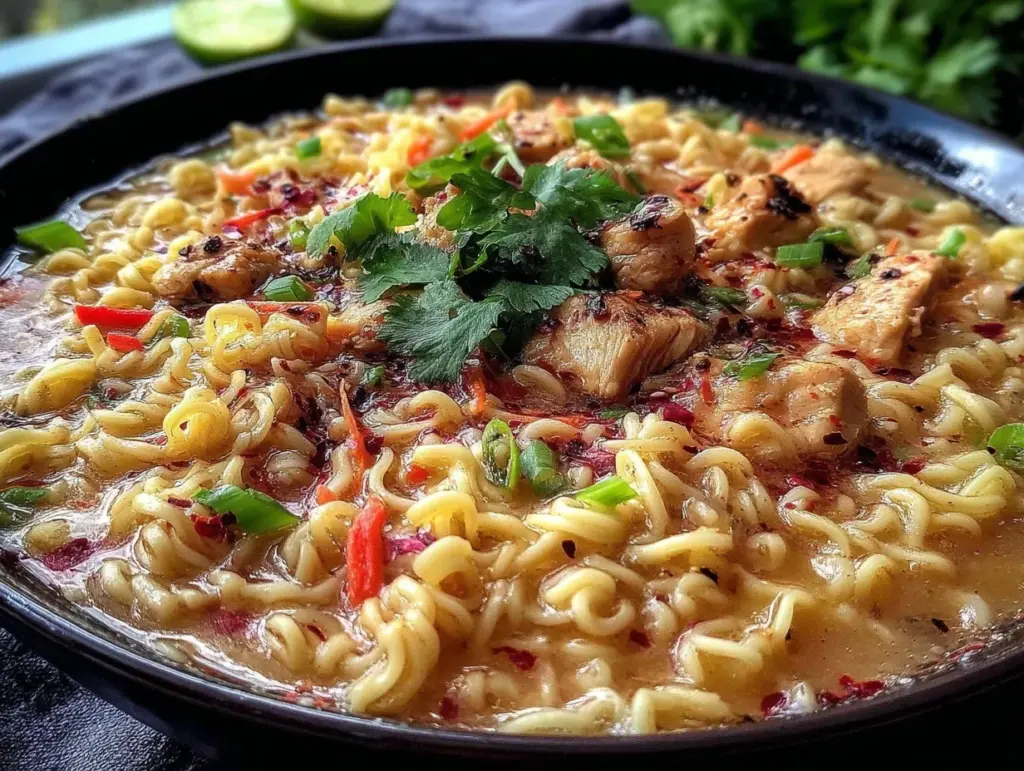 creamy chicken and ramen soup - featured image