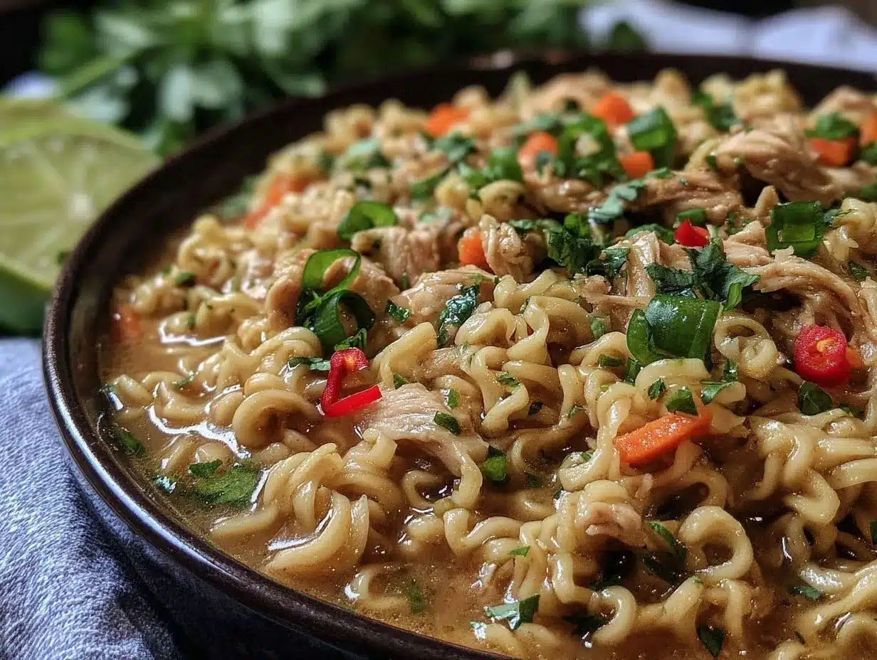 creamy chicken and ramen soup preparation steps