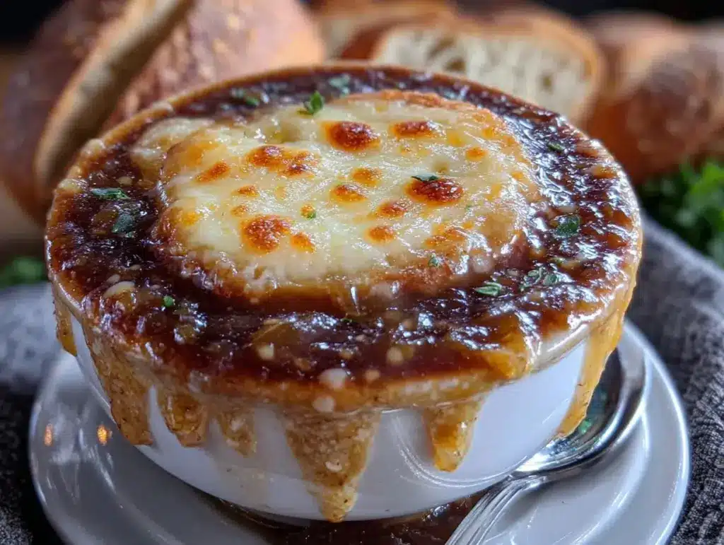 creamy French onion soup with Gruyere - featured image