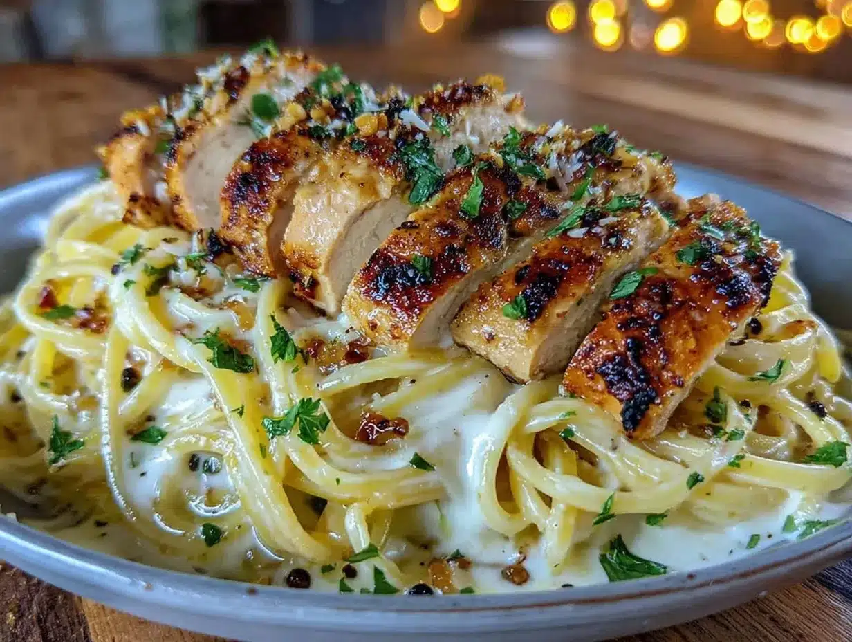 creamy garlic parmesan pasta with chicken preparation steps