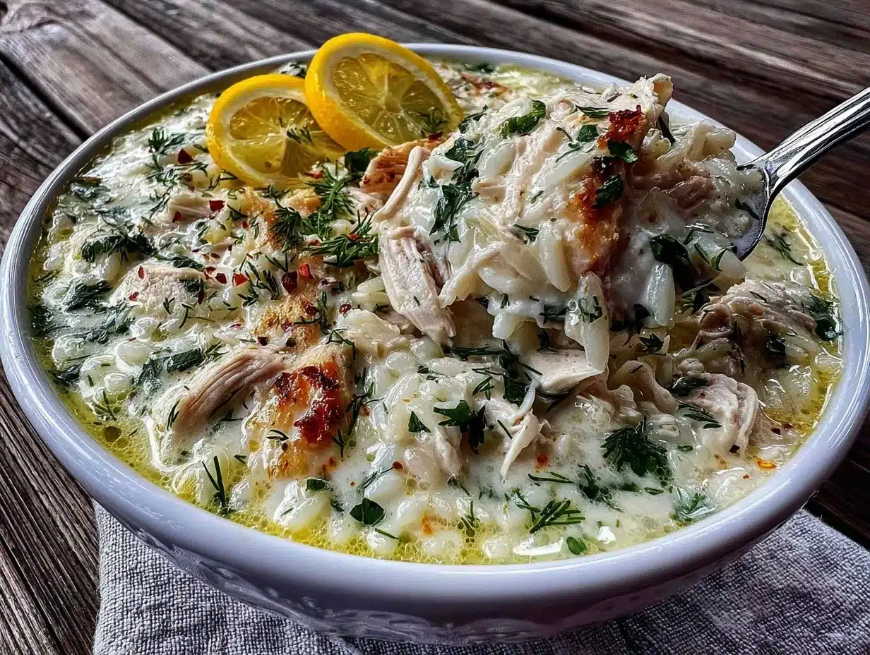 creamy Greek lemon chicken soup preparation steps