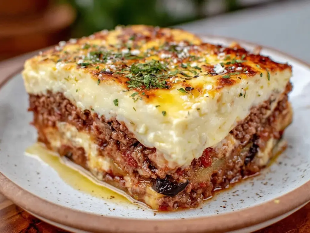 creamy greek moussaka recipe - featured image