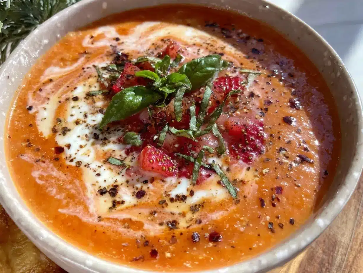 creamy tomato soup with strawberry twist preparation steps