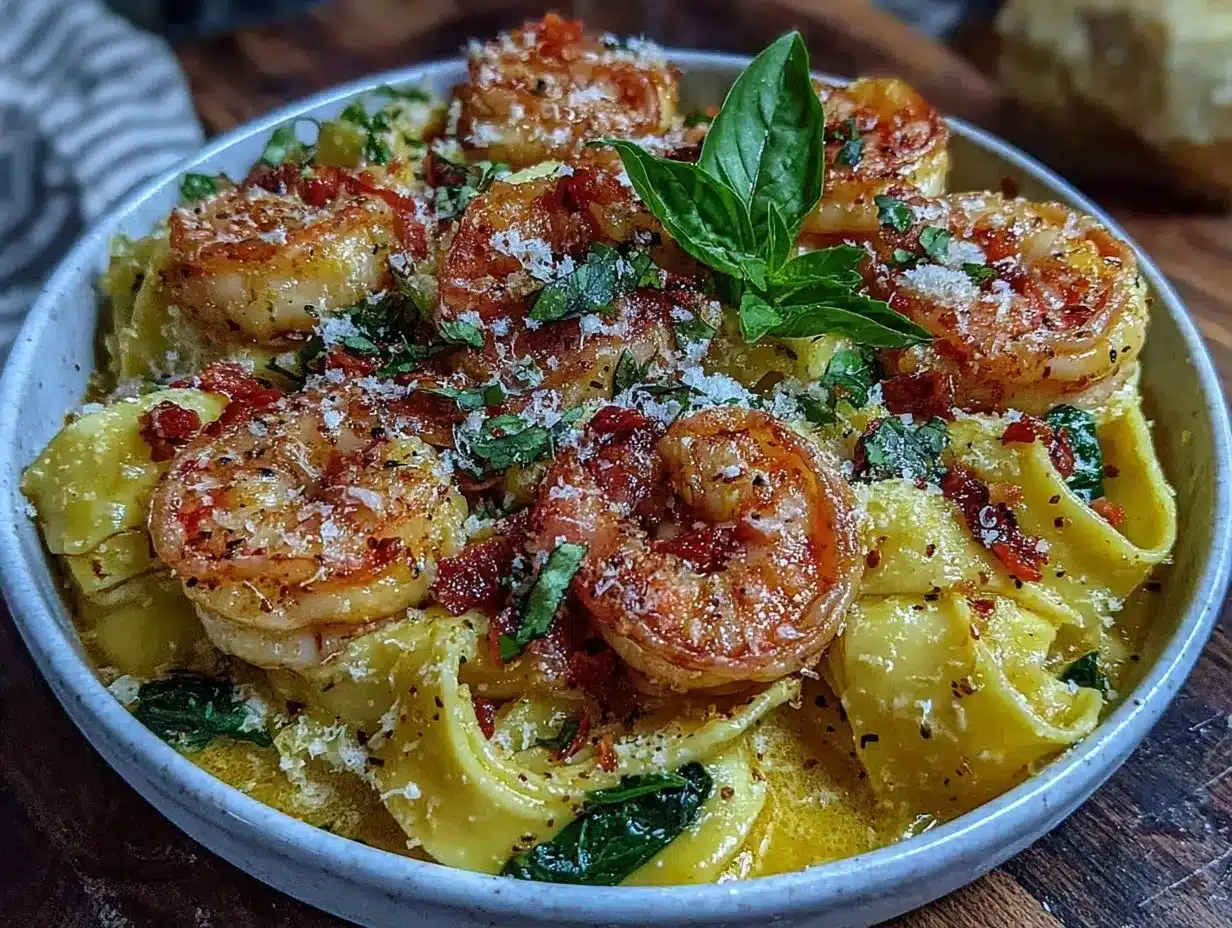 Creamy Tuscan Shrimp Pasta preparation steps