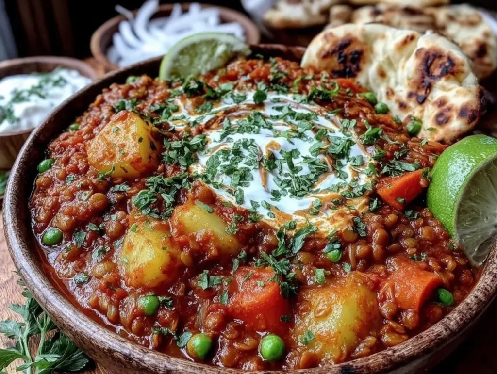 creamy vegetarian lentil curry - featured image