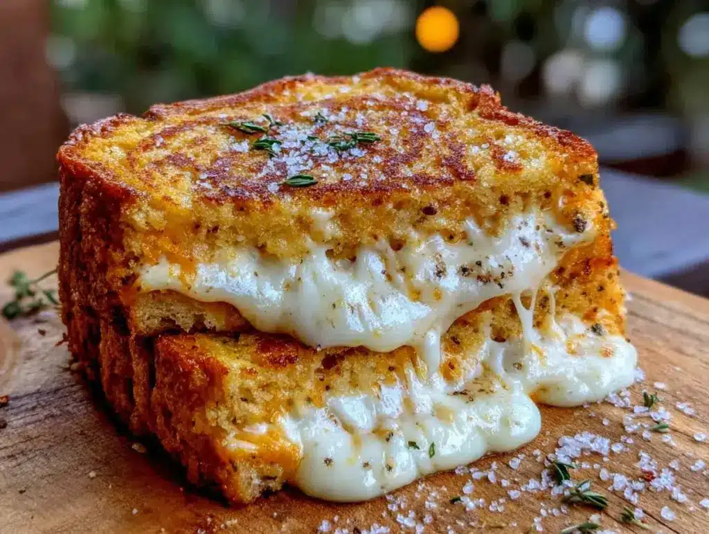 crispy grilled cheese pound cake sandwich - featured image