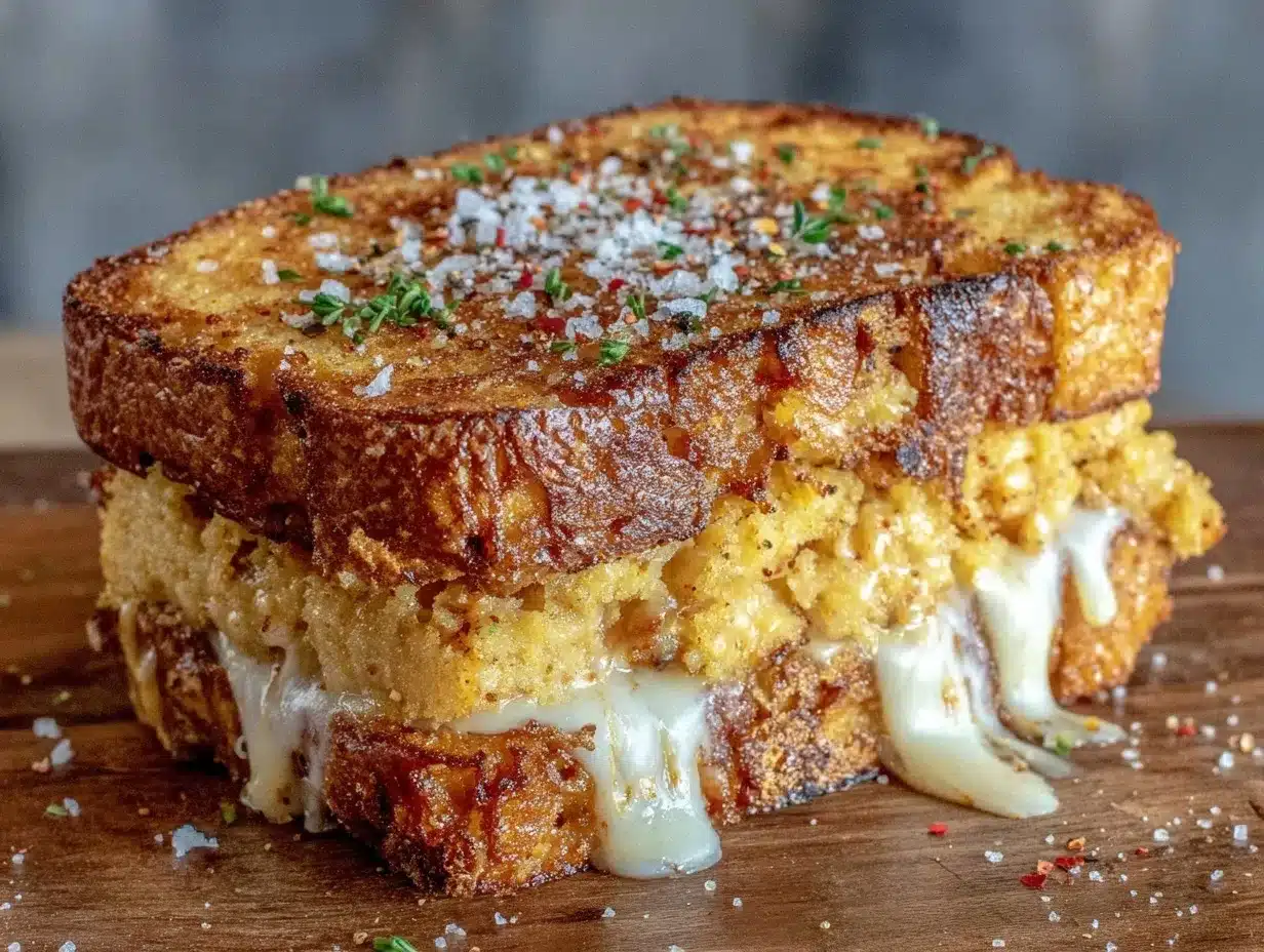 crispy grilled cheese pound cake sandwich preparation steps
