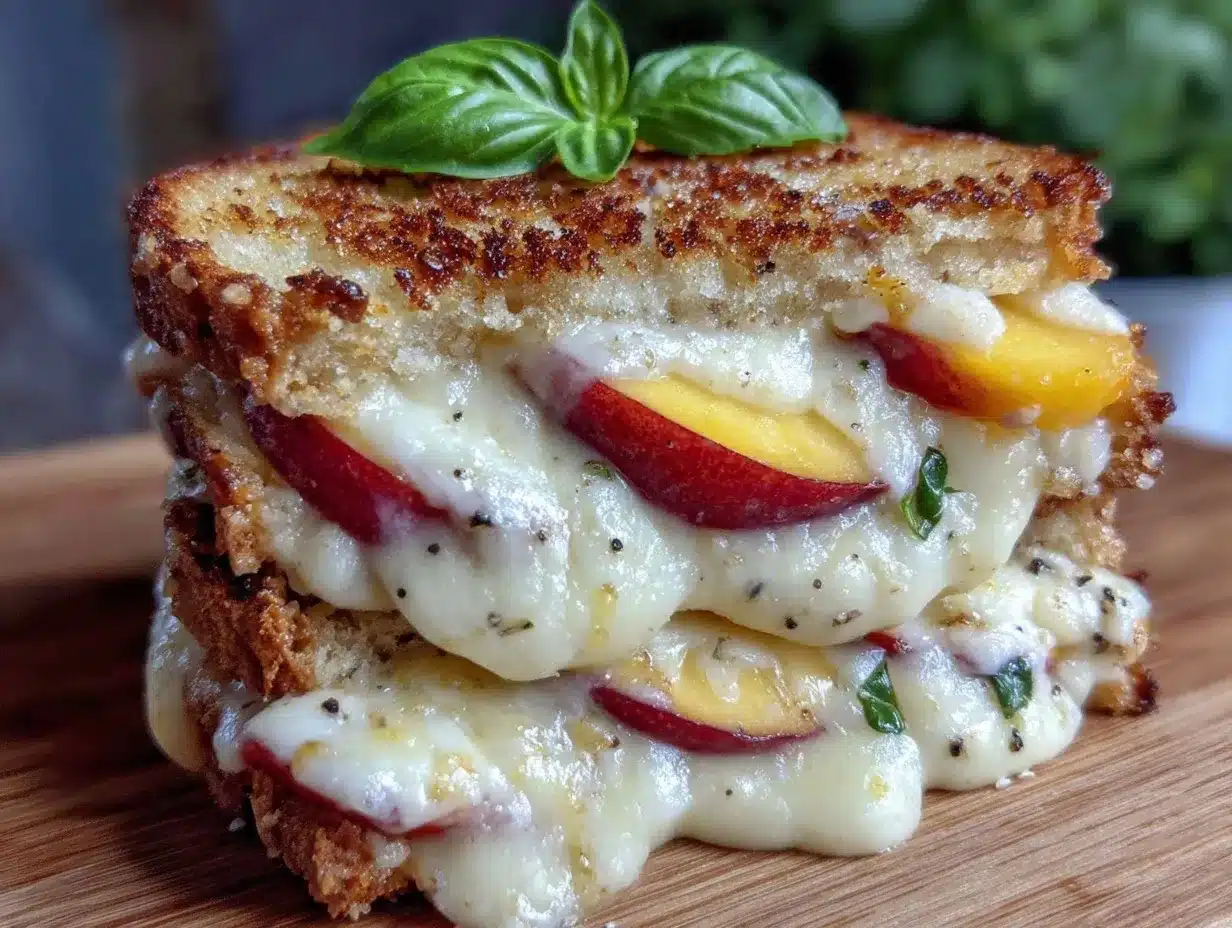 crispy grilled cheese recipe with honey peaches preparation steps
