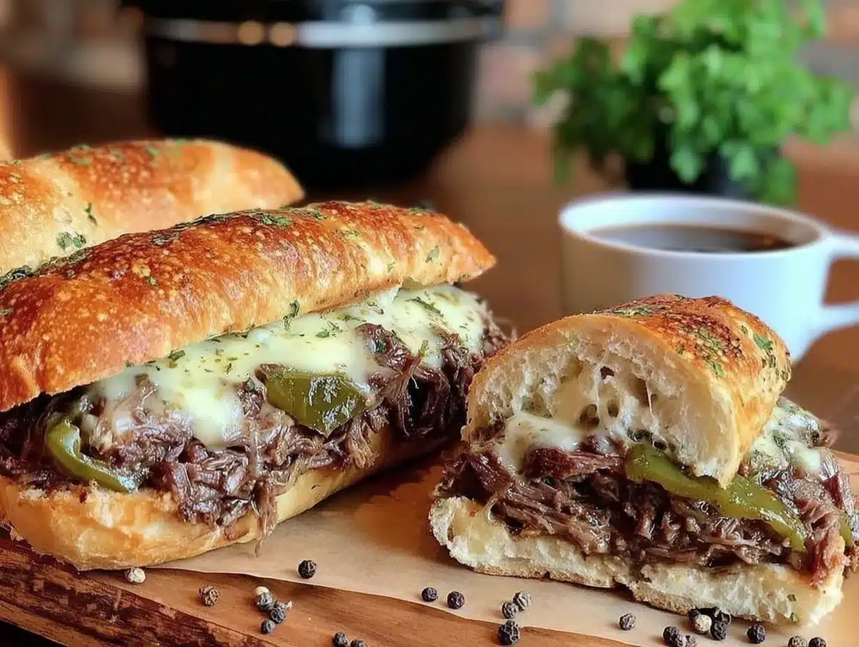 Crockpot Italian Beef Sandwiches preparation steps