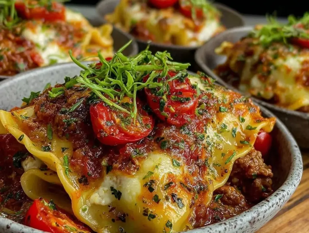 Easy Cheesy Deconstructed Lasagna Bowls - featured image