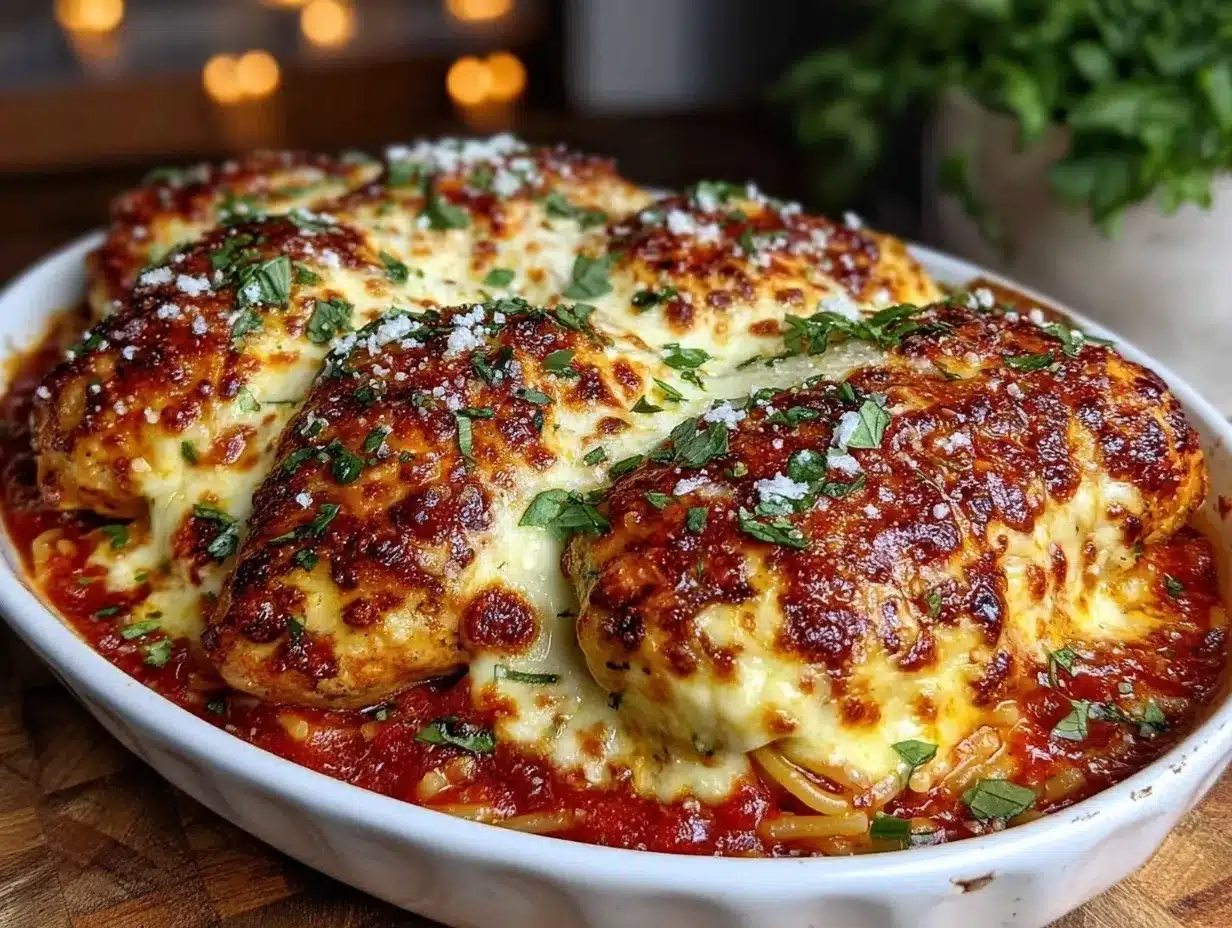easy cheesy dump-and-bake chicken parmesan pasta preparation steps