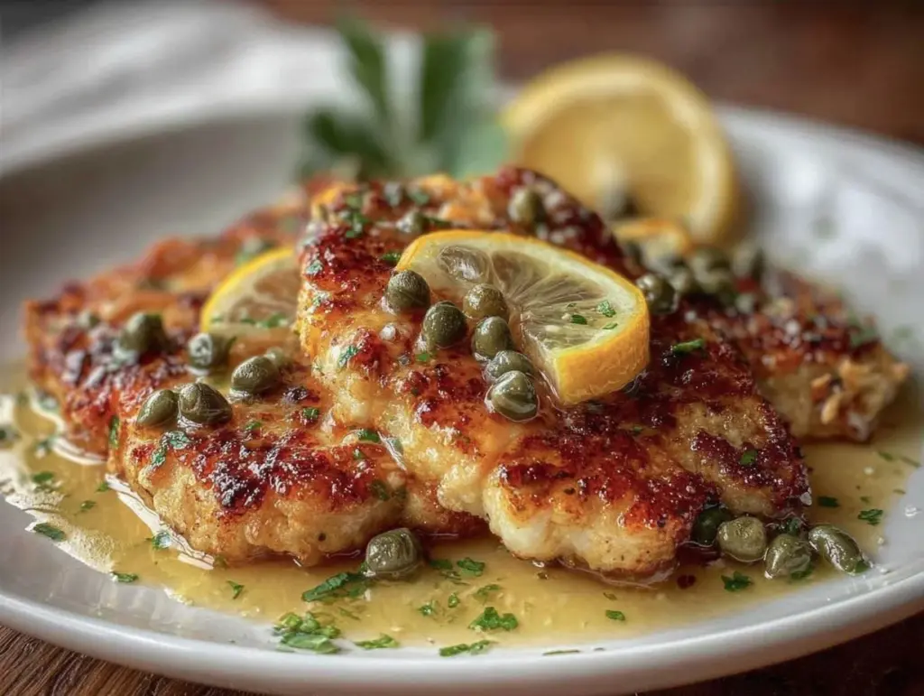 easy crispy chicken piccata - featured image