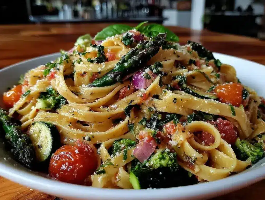easy fresh one portion pasta primavera - featured image