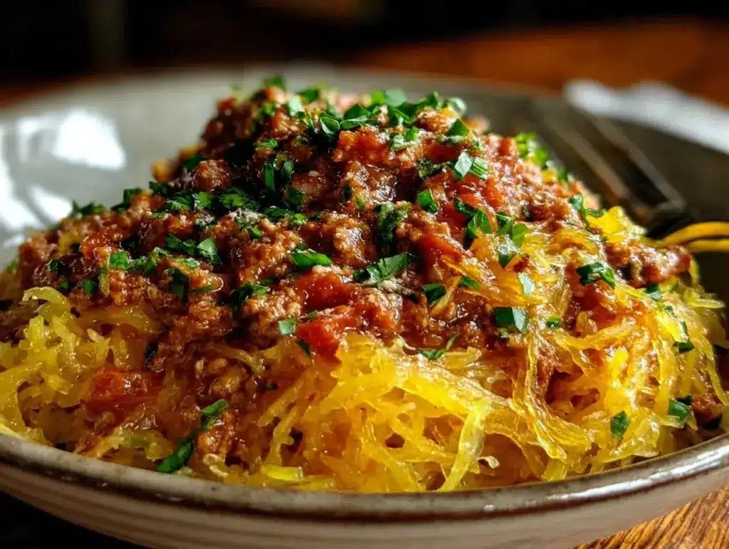 Easy Whole30 Spaghetti Squash Bolognese - featured image