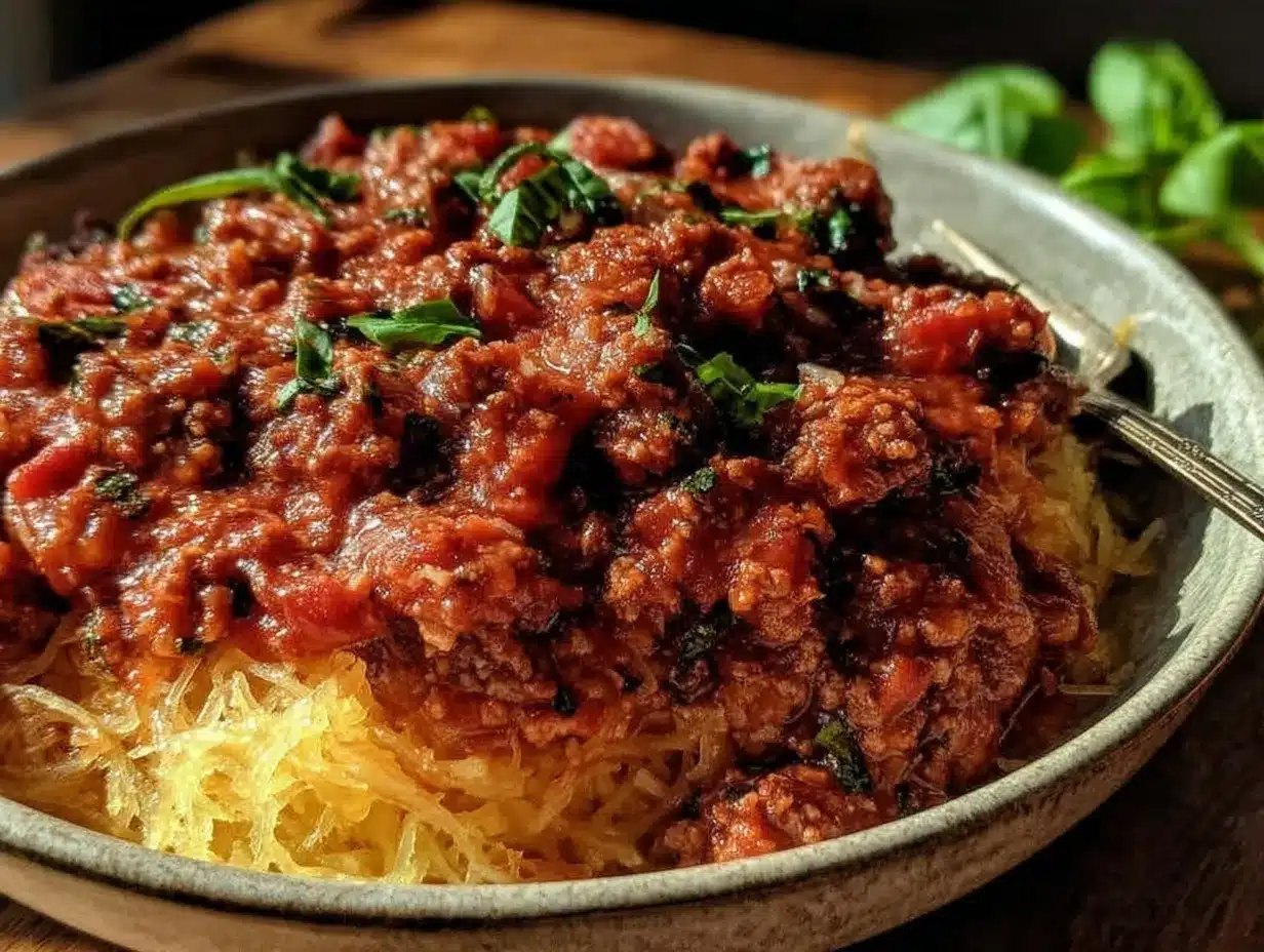 Easy Whole30 Spaghetti Squash Bolognese preparation steps