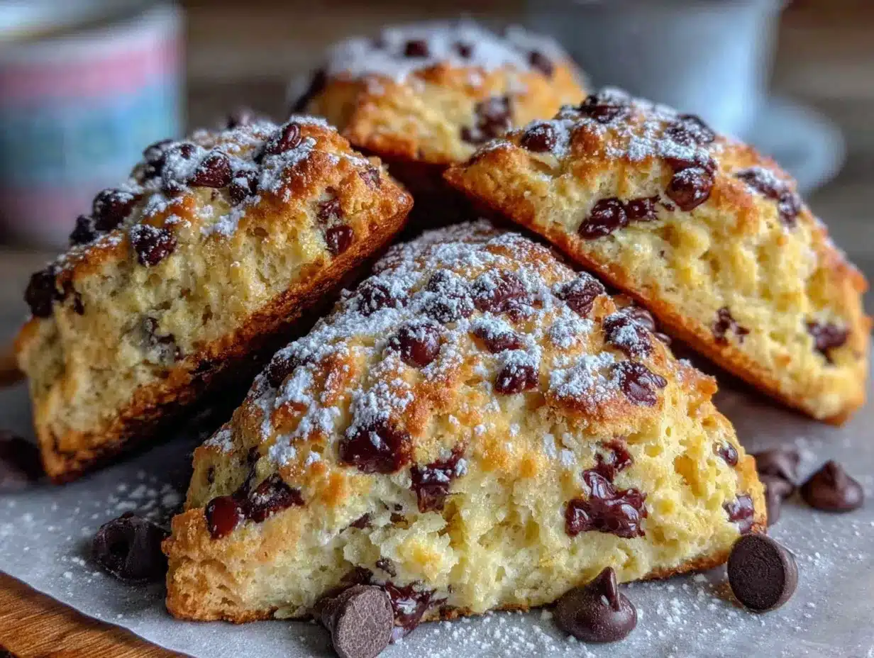 Fluffy Chocolate Chip Heart Scones preparation steps