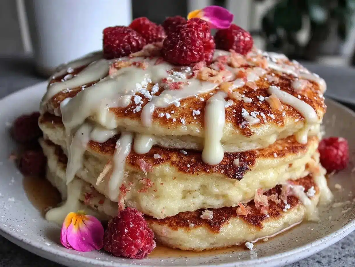 fluffy pink pancakes preparation steps
