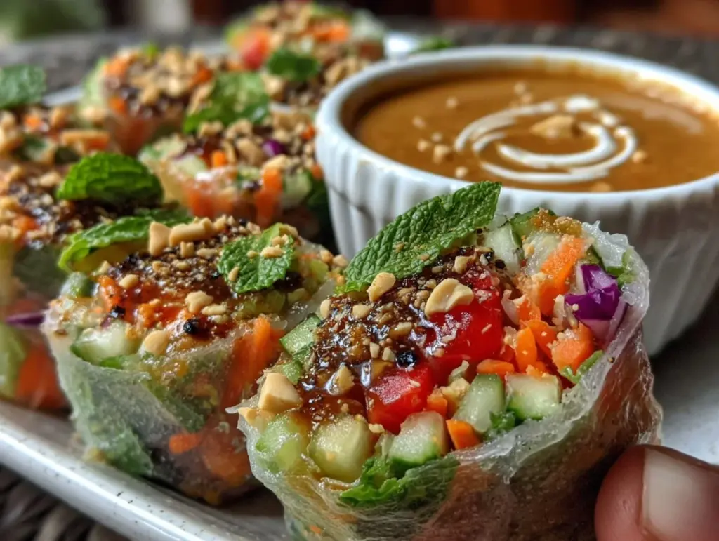 fresh rainbow vegetable spring rolls - featured image