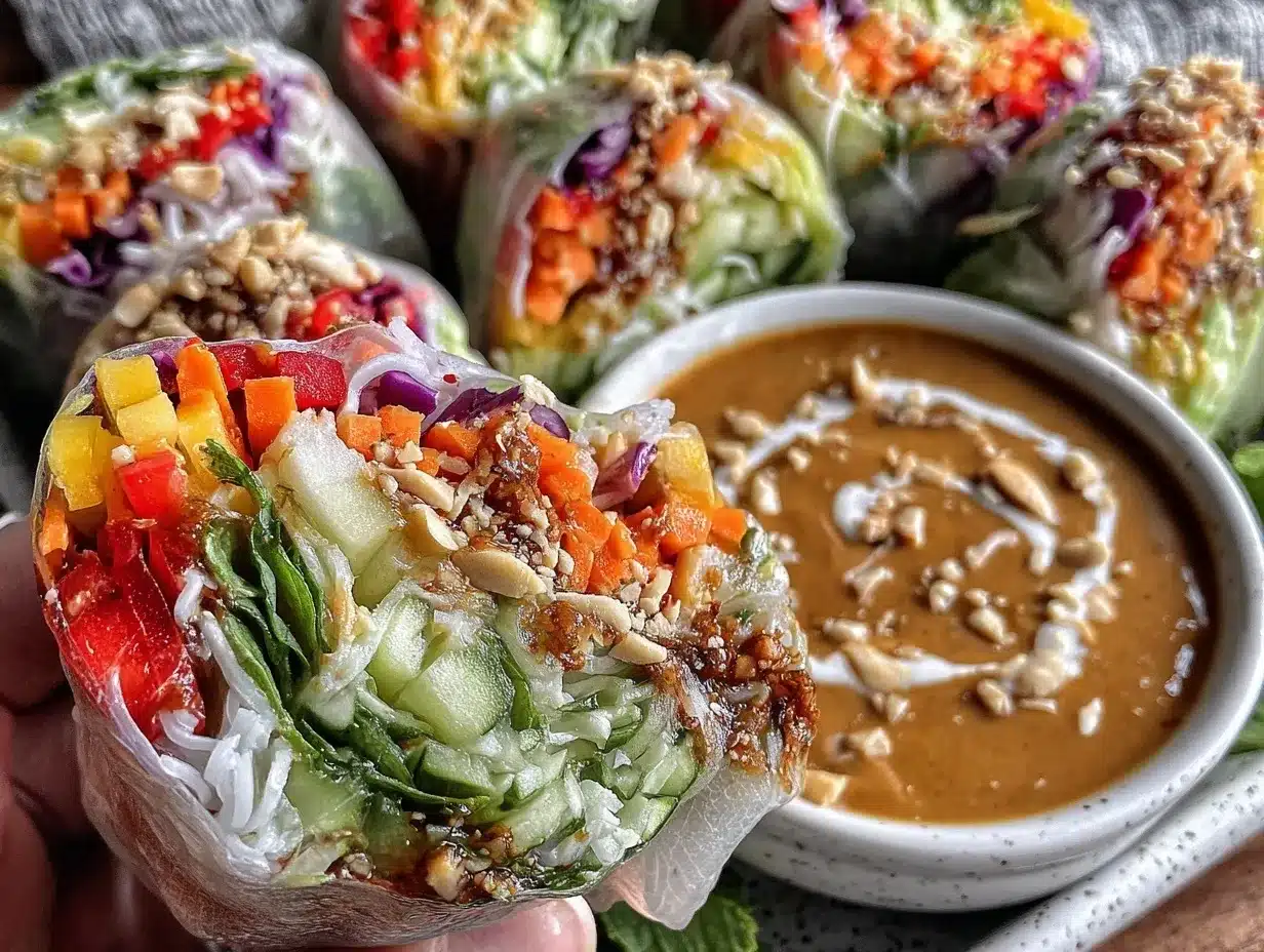 fresh rainbow vegetable spring rolls preparation steps
