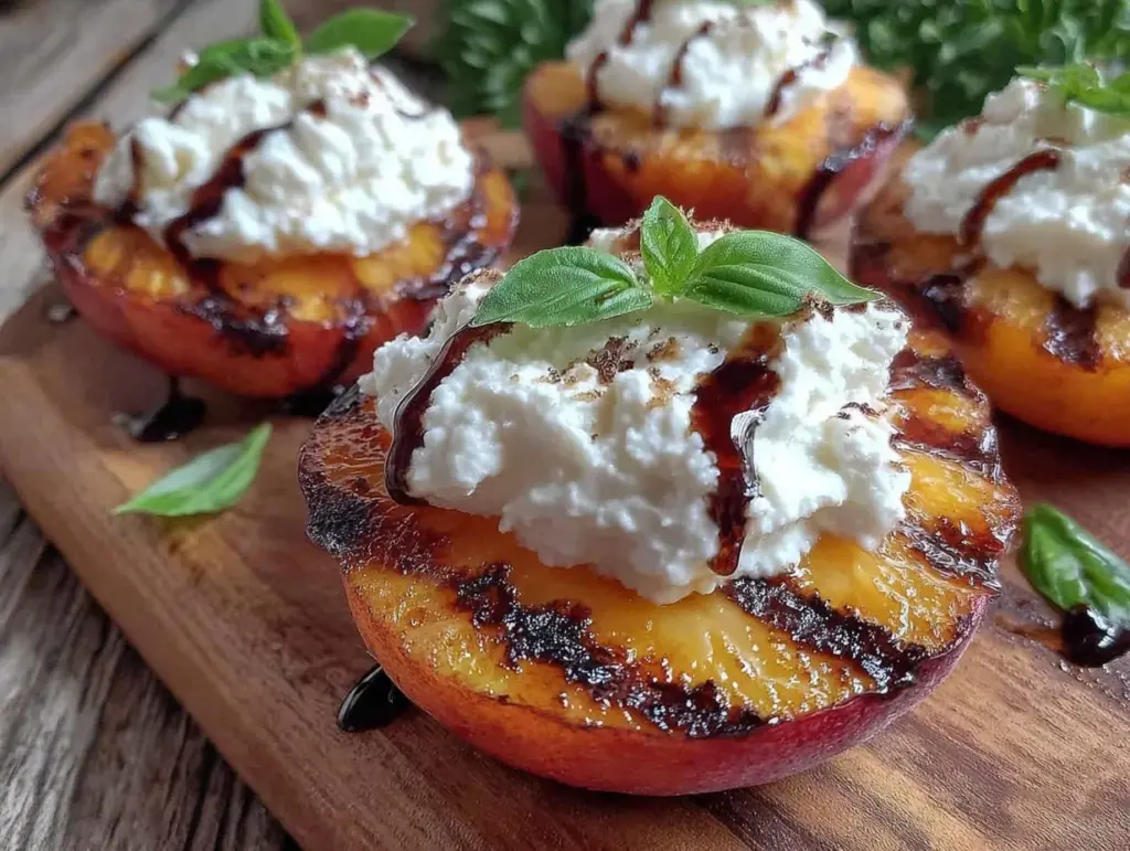 grilled peach and burrata caprese salad - featured image